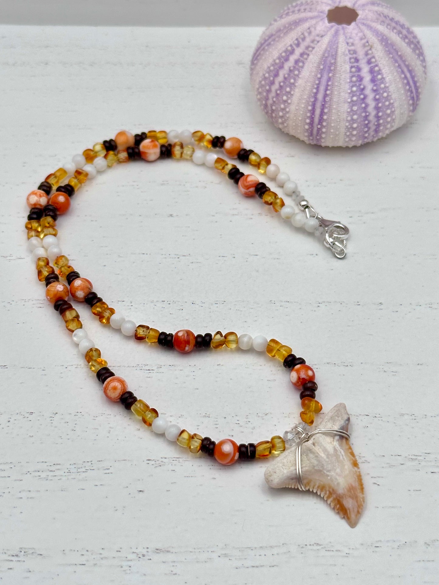 🧡 Amber Daydream - Fossil Snaggletooth Necklace